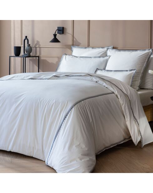 Parure housse de couette en Percale de Coton Alcott blanc/gris