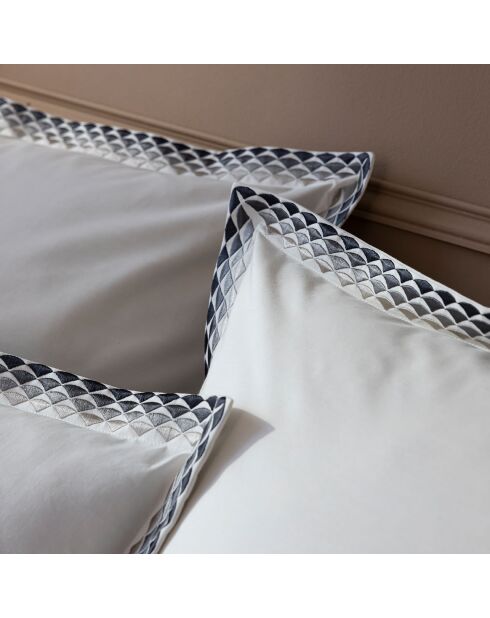 Taie d'oreiller en Percale de Coton Alcott blanc/gris