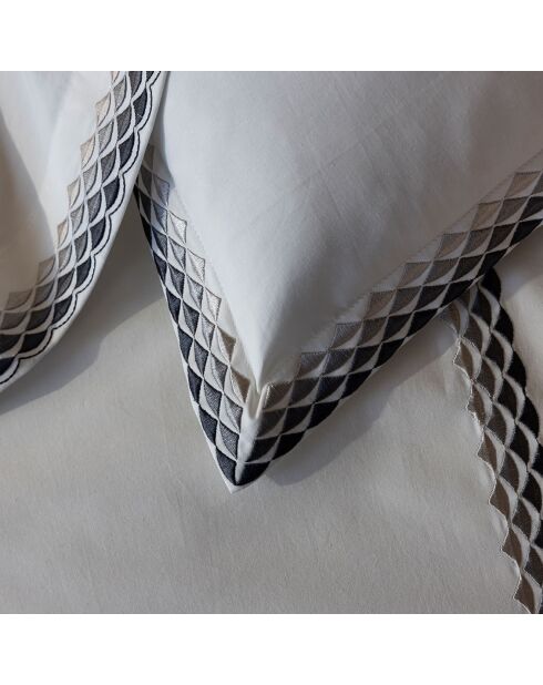 Taie d'oreiller en Percale de Coton Alcott blanc/gris