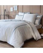 Parure housse de couette en Percale de Coton Alcott blanc/bleu