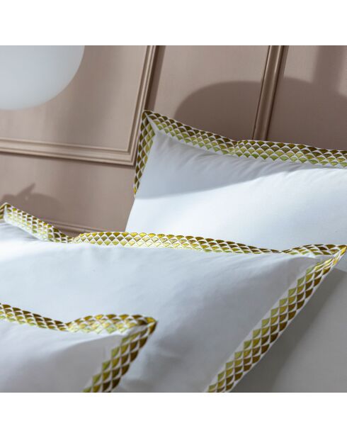 Taie d'oreiller en Percale de Coton Alcott blanc/doré