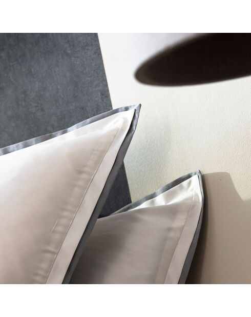 Taie d'oreiller en Satin de Coton Bryant blanc/gris