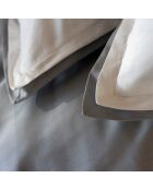 Taie d'oreiller en Satin de Coton Bryant blanc/gris
