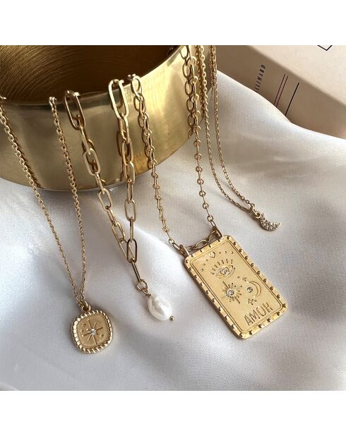 Collier Mini Oracle Etoile en Laiton doré & Zirconium blanc