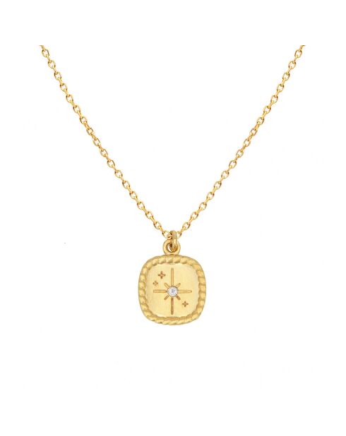 Collier Mini Oracle Etoile en Laiton doré & Zirconium blanc