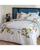 Parure housse de couette en Percale de Coton Granada blanc/vert