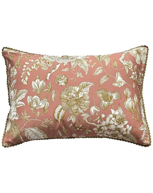 Taie d'oreiller en Satin de Coton Harriet crème/rose