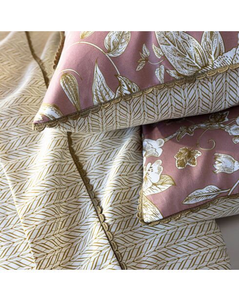 Taie d'oreiller en Satin de Coton Harriet crème/rose