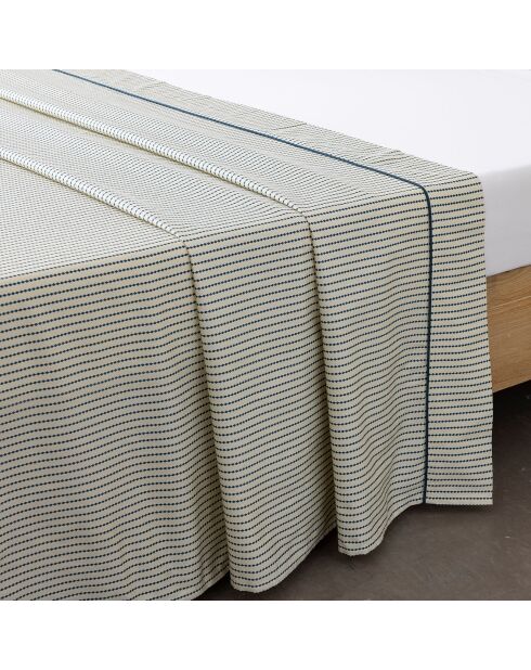 Lenzuolo piatto in raso di cotone Maya avorio/verde