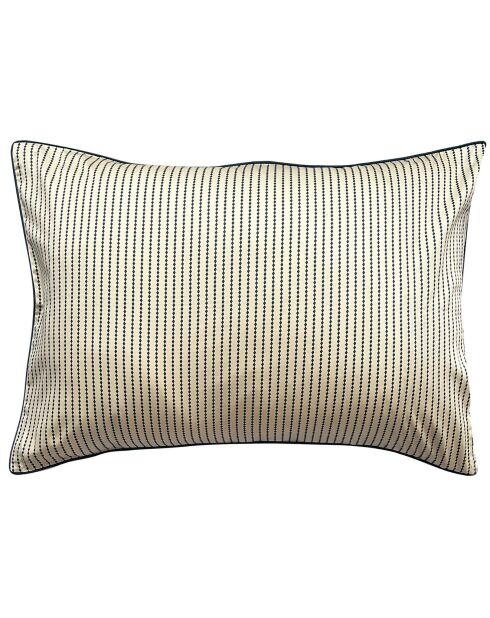 Taie d'oreiller en Satin de Coton Maya ivoire/vert