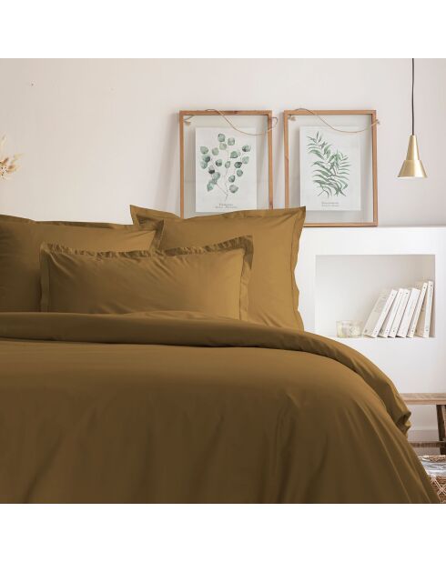 Copripiumino in percalle di cotone color bronzo