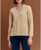 Pull en Laine & Cachemire Alveole imprimé jaune