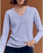 Pull en Laine & Cachemire Alveole imprimé violet