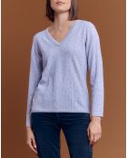 Pull en Laine & Cachemire Alveole imprimé violet