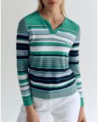 Pull Artiste rayé vert