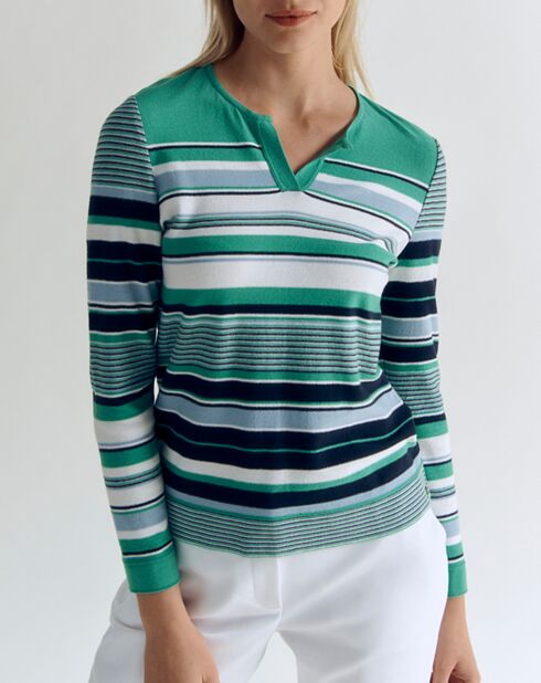 Pull Artiste rayé vert