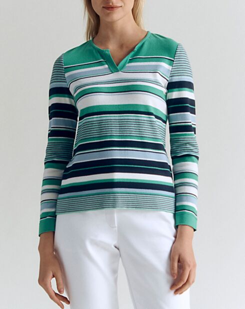 Pull Artiste rayé vert