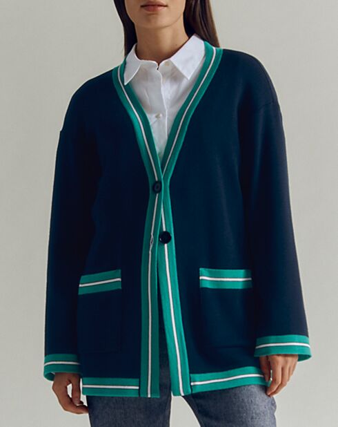 Veste oversize en Laine mélangée Galet bleu marine