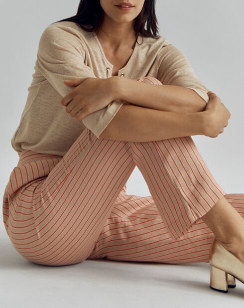 Pantalon en Lin mélangé Pepper rayé beige