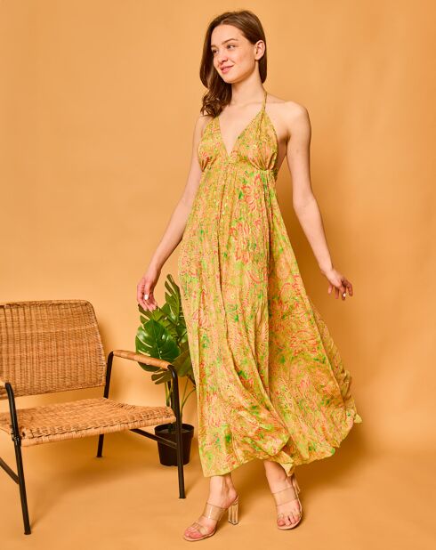 Robe en Soie mélangée Lisa jaune/vert