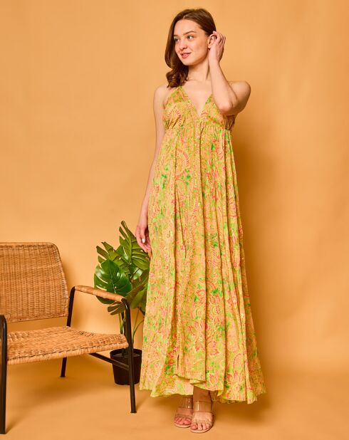 Robe en Soie mélangée Lisa jaune/vert