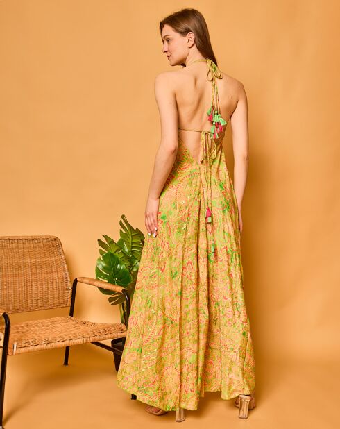 Robe en Soie mélangée Lisa jaune/vert
