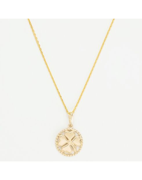 Pendentif Trèfle Nature or jaune