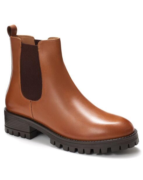 Chelsea Boots en Cuir Estelle camel