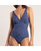 Maillot de bain 1 Pièce ajouré bleu