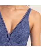 Maillot de bain 1 Pièce ajouré bleu