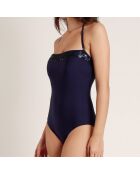 Maillot de bain 1 Pièce bandeau à paillettes bleu marine