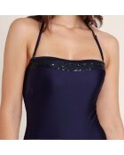 Maillot de bain 1 Pièce bandeau à paillettes bleu marine