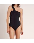 Maillot de bain 1 Pièce asymétrique drapé noir