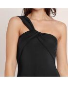 Maillot de bain 1 Pièce asymétrique drapé noir