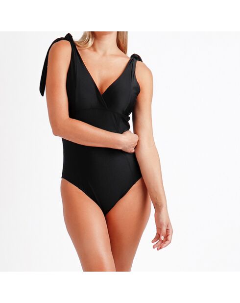 Maillot de bain 1 Pièce réducteur à liens courbés noir