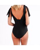 Maillot de bain 1 Pièce réducteur à liens courbés noir
