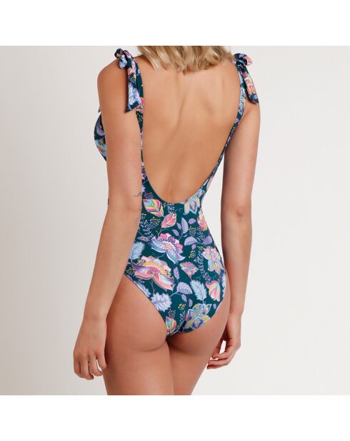 Oceaanblauw kasjmier badpak uit één stuk