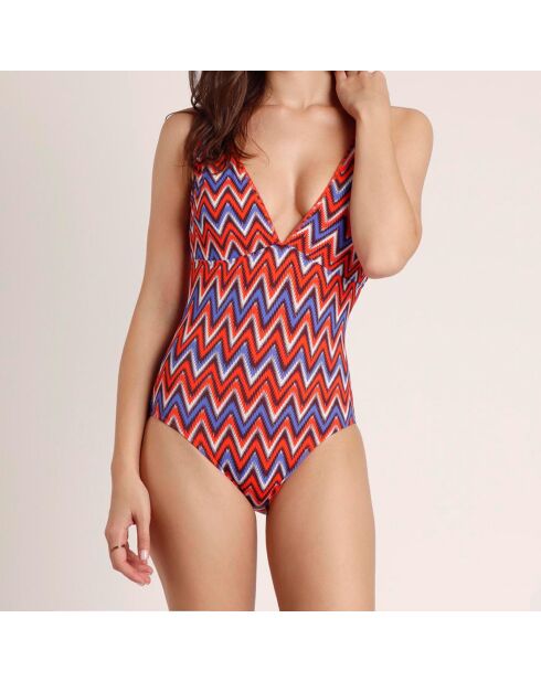 Ethnischer orangefarbener einteiliger Badeanzug