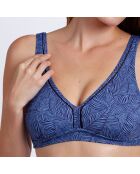 Haut de maillot de bain ajouré bleu
