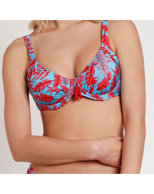 Traje de baño de dos piezas con aros color turquesa hawaiano