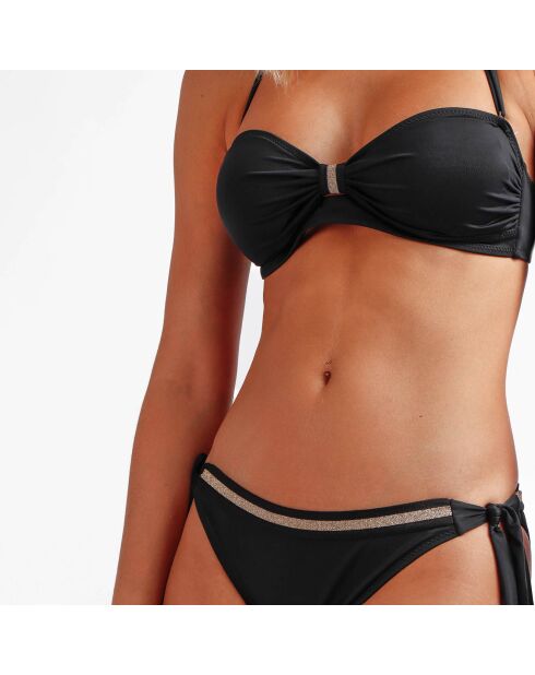 Traje de baño con diadema deportiva negro de lujo de 2 piezas