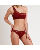 Maillot de bain 2 Pièces asymétrique rouge bordeaux