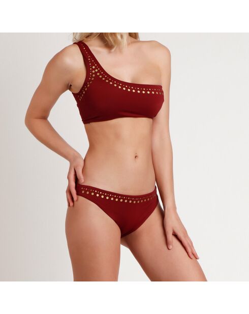 Bañador asimétrico rojo burdeos de 2 piezas