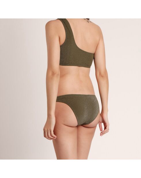 Bañador asimétrico de 2 piezas en verde oliva Shiny Paradise