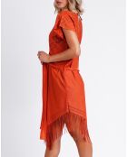 Robe à manches courtes Sunset palm orange