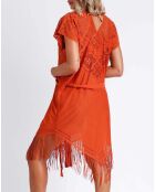 Robe à manches courtes Sunset palm orange
