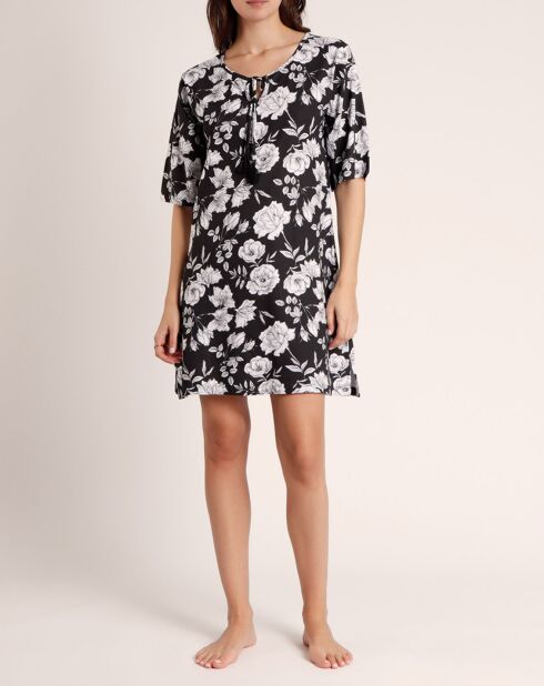 Robe à fleurs de plage noire