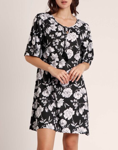 Robe à fleurs de plage noire
