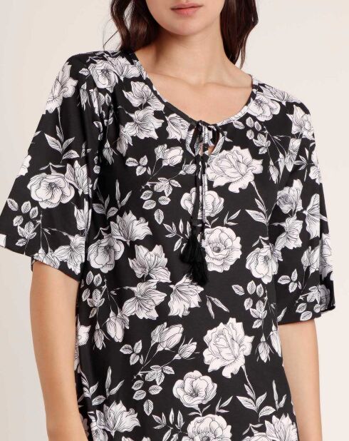 Robe à fleurs de plage noire