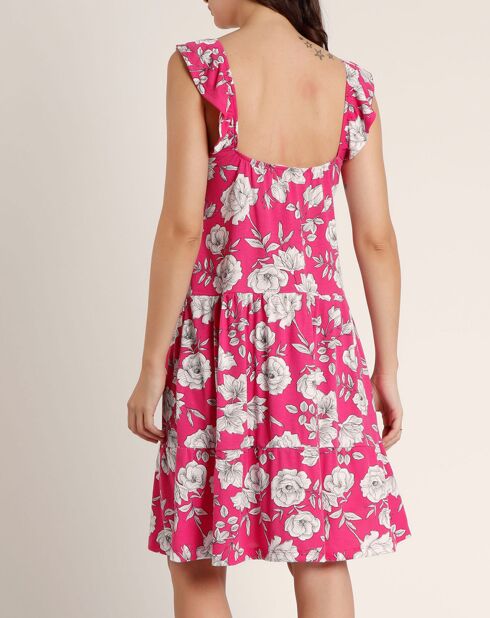 fuchsia mouwloze strandjurk